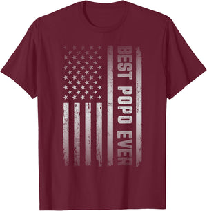 Best POPO Ever American US Flag Father's Day T-Shirt - T-Shirt | Maroon