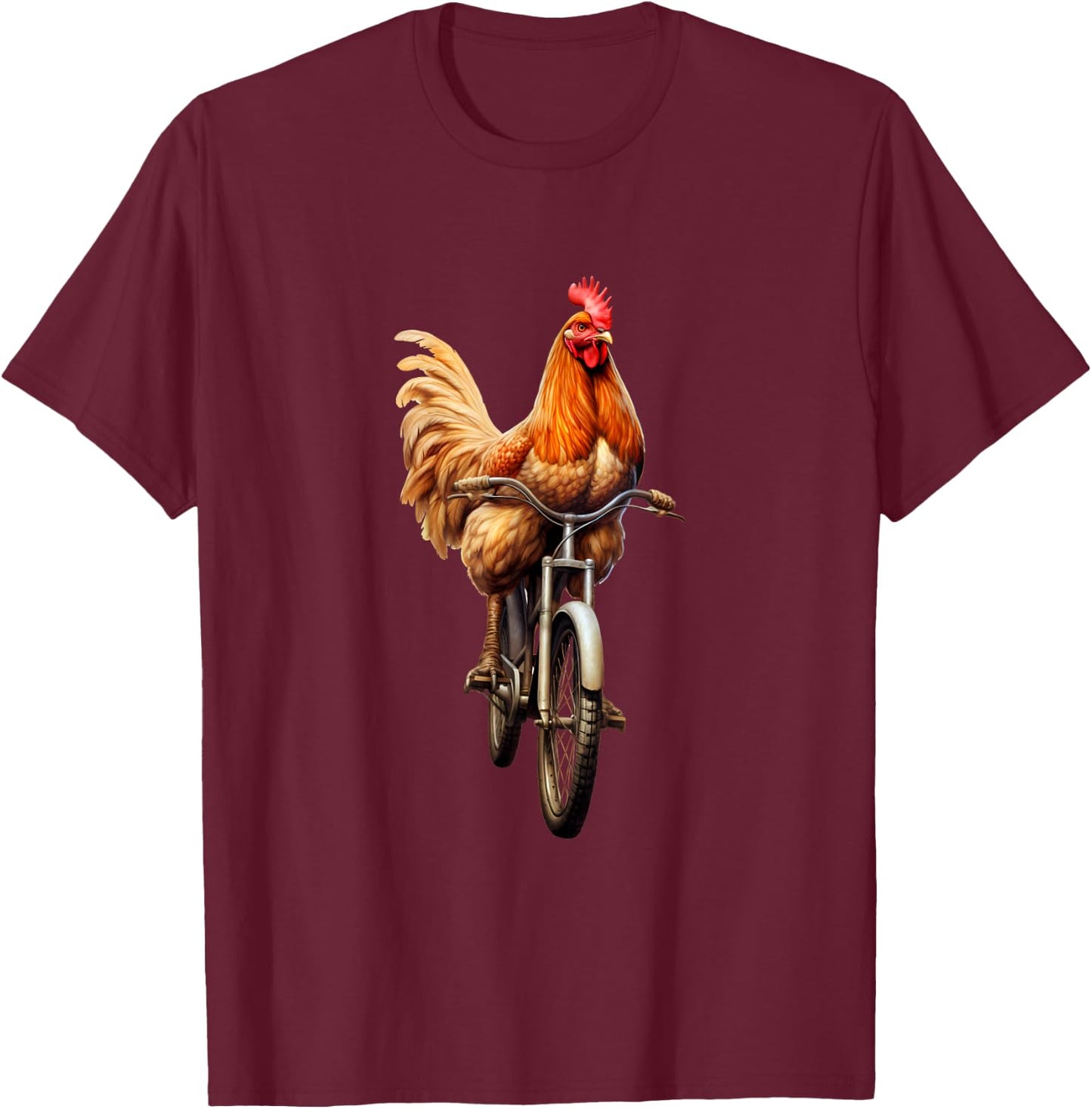 Chicken Bike Cycling T-Shirt - T-Shirt | Maroon