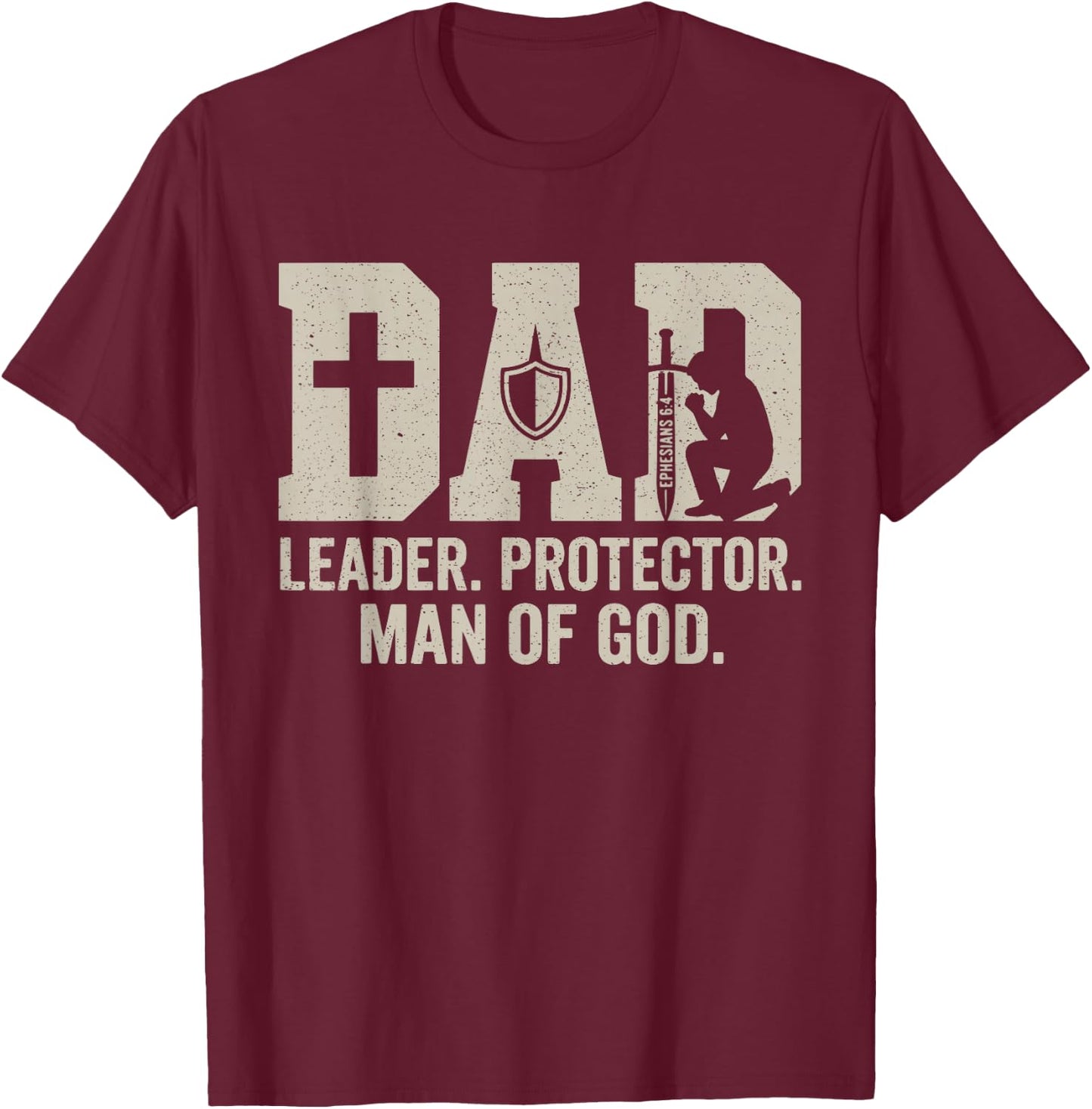 Man of God Husband Dad Christian Dad Fathers Day Birthday T-Shirt - T-Shirt | Maroon