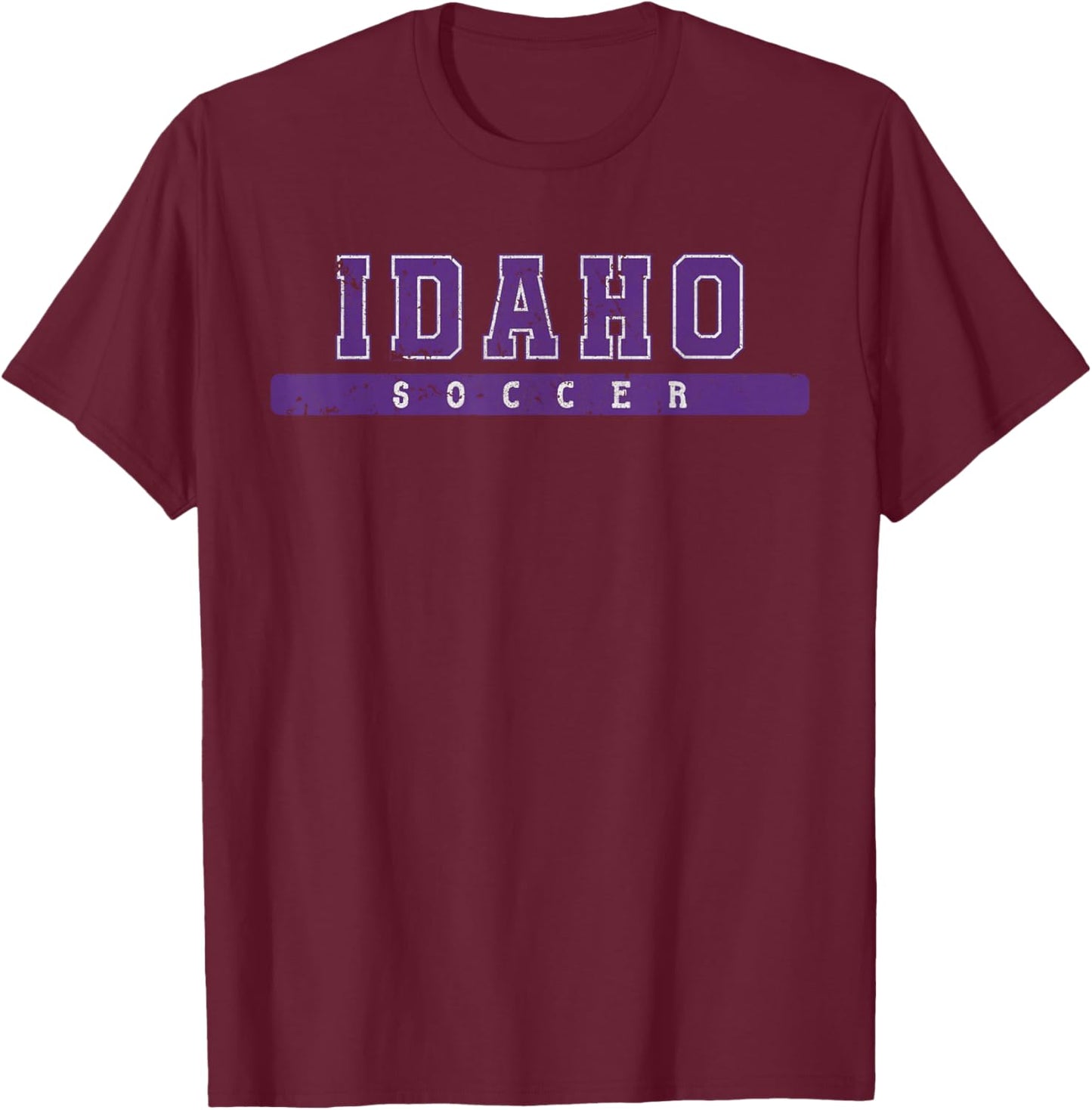 Idaho Soccer Purple Vintage Text T-Shirt - T-Shirt | Maroon