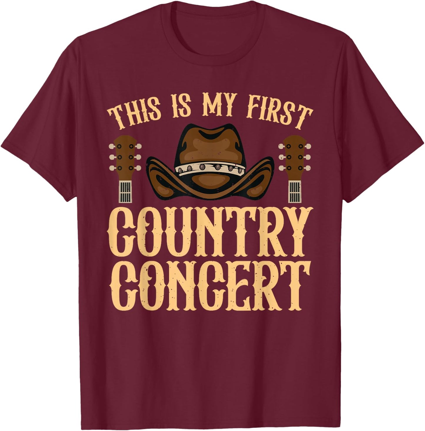Country Concert Art Women Kids Country Music Lover T-Shirt - T-Shirt | Maroon