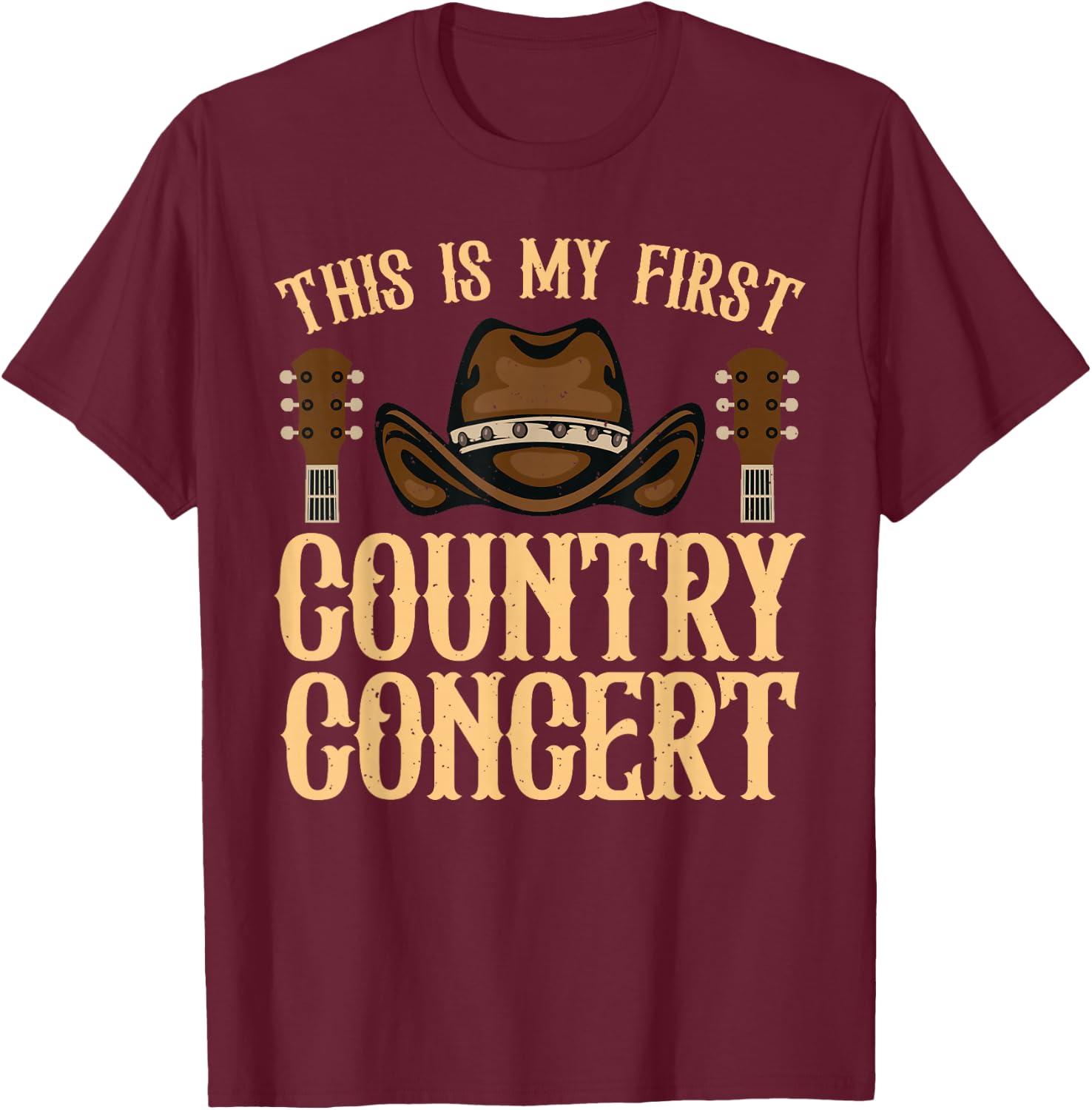 Country Concert Art Women Kids Country Music Lover T-Shirt - T-Shirt | Maroon