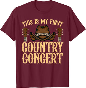 Country Concert Art Women Kids Country Music Lover T-Shirt - T-Shirt | Maroon