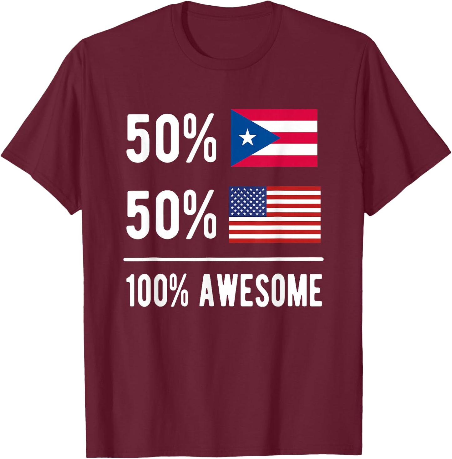 Proud Puerto Rican American Flag Puerto Rico USA T-Shirt - T-Shirt | Maroon
