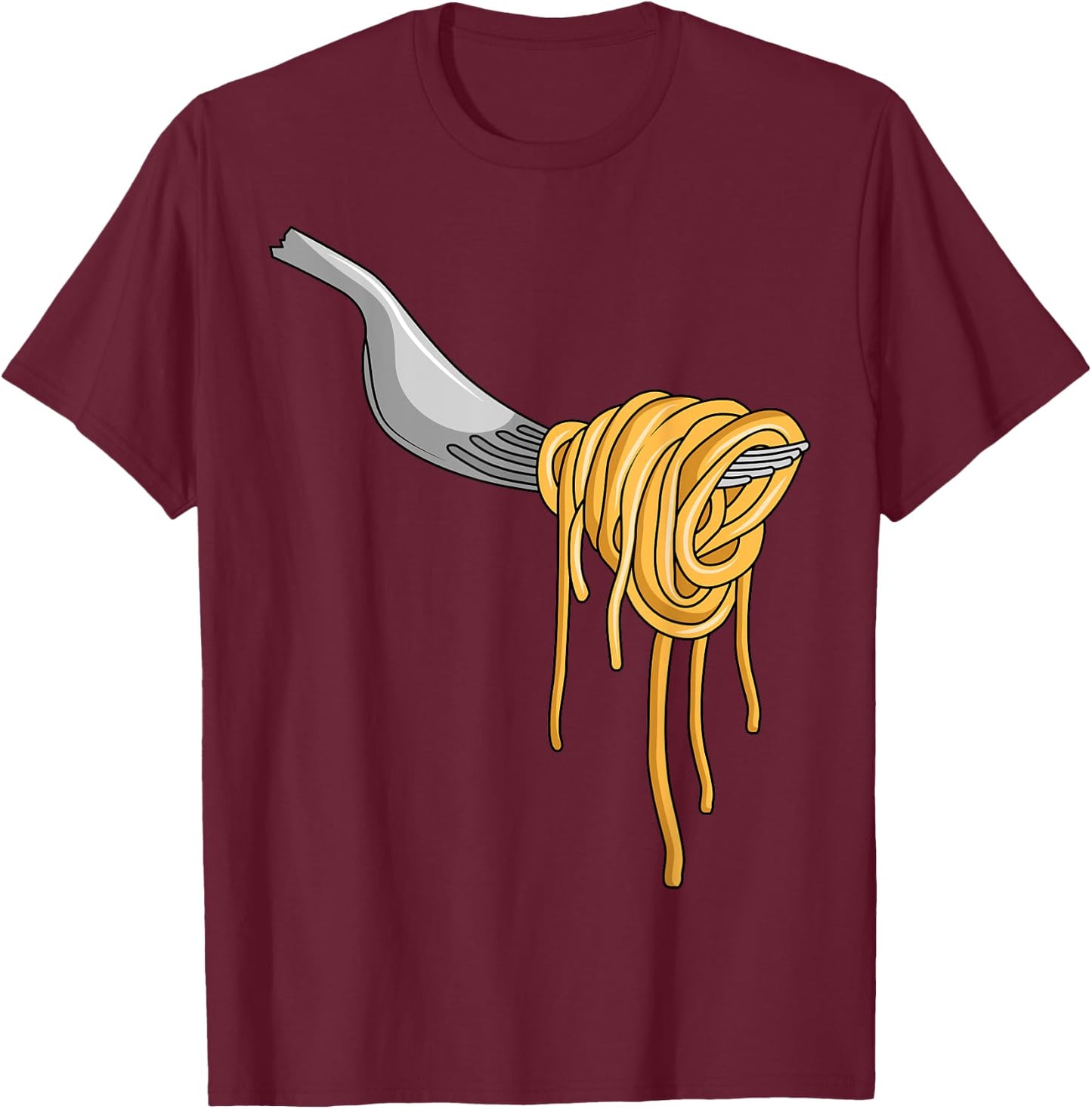 Pasta Spaghetti Noodles Italian Cook Fork Food T-Shirt - T-Shirt | Maroon