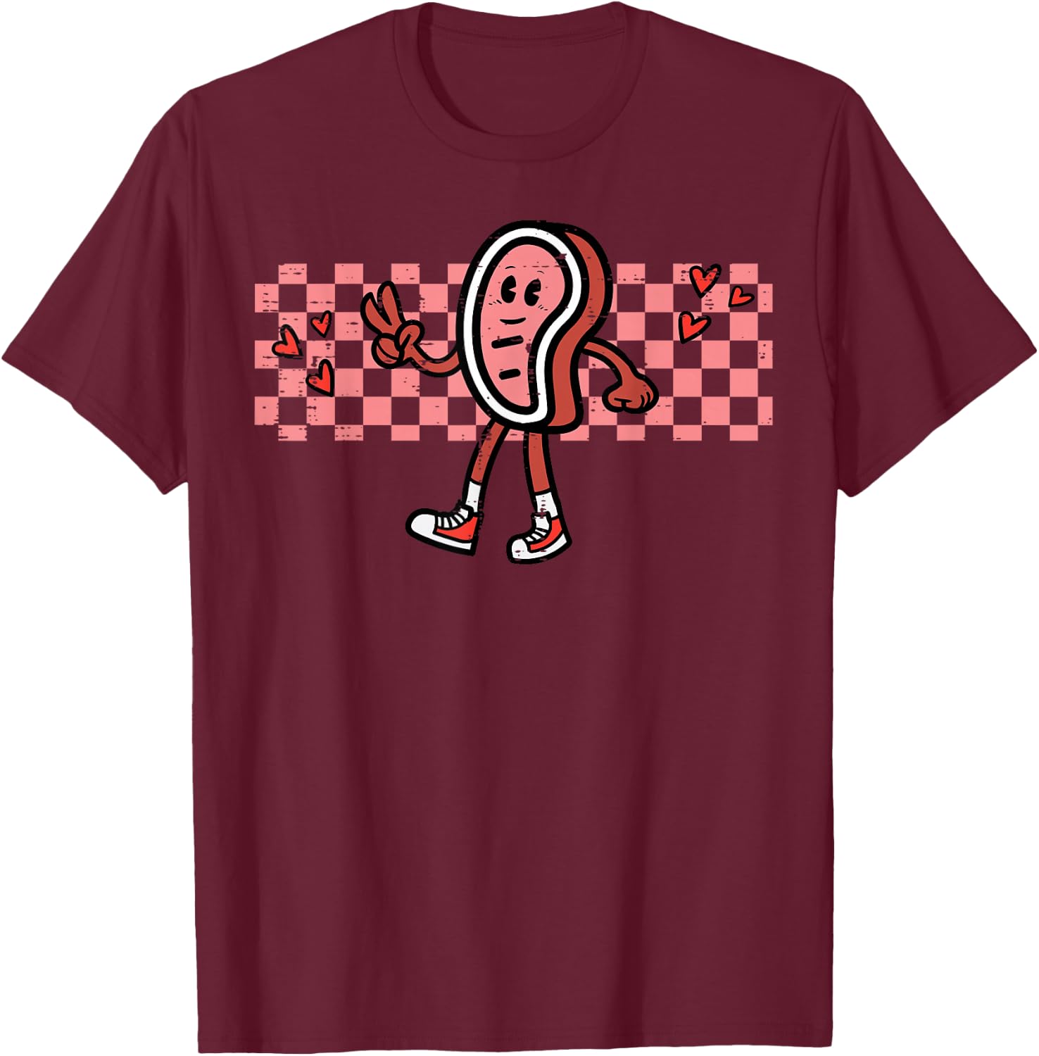 Bbq Meat Peace Retro Barbecue Groovy Grilling Men Women Kids T-Shirt - T-Shirt | Maroon