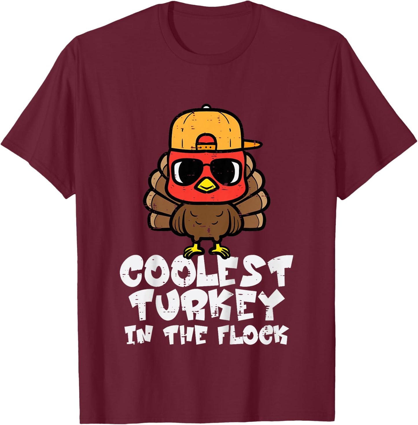 Kids Thanksgiving Coolest Turkey Flock Boys Kids Toddler Youth T-Shirt - T-Shirt | Maroon