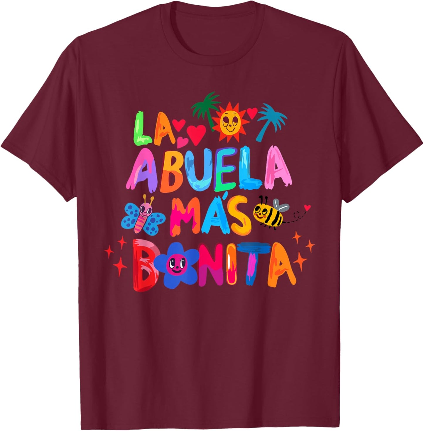 La Abuela Más Bonita | Abuela Latina Grandmother Spanish T-Shirt - T-Shirt | Maroon
