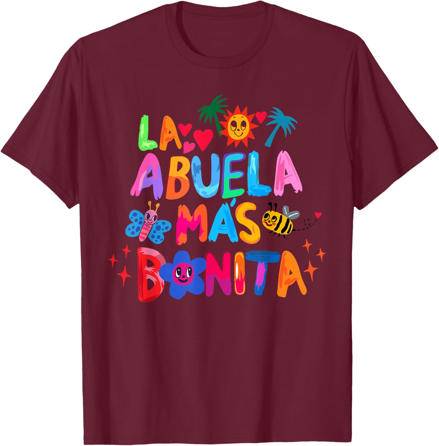La Abuela Más Bonita | Abuela Latina Grandmother Spanish T-Shirt - T-Shirt | Maroon