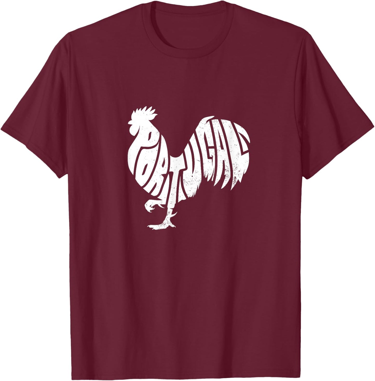 Family Heritage Gifts Portugal Rooster Word Art - Funny Animal T-Shirt - T-Shirt | Maroon