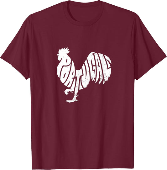 Family Heritage Gifts Portugal Rooster Word Art - Funny Animal T-Shirt - T-Shirt | Maroon