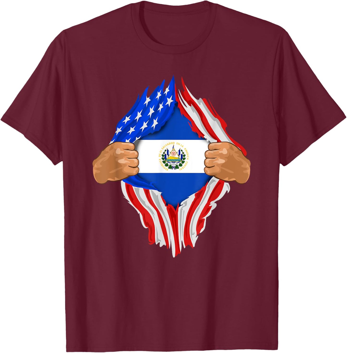 Salvadoran Blood Inside Me | El Salvador Flag Gift T-Shirt - T-Shirt | Maroon
