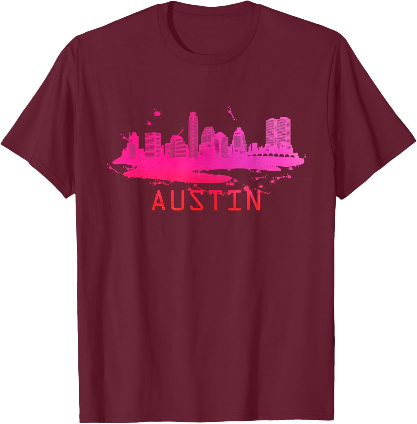 Modern Austin Cityscape Souvenir - Austin Texas Skyline T-Shirt - T-Shirt | Maroon