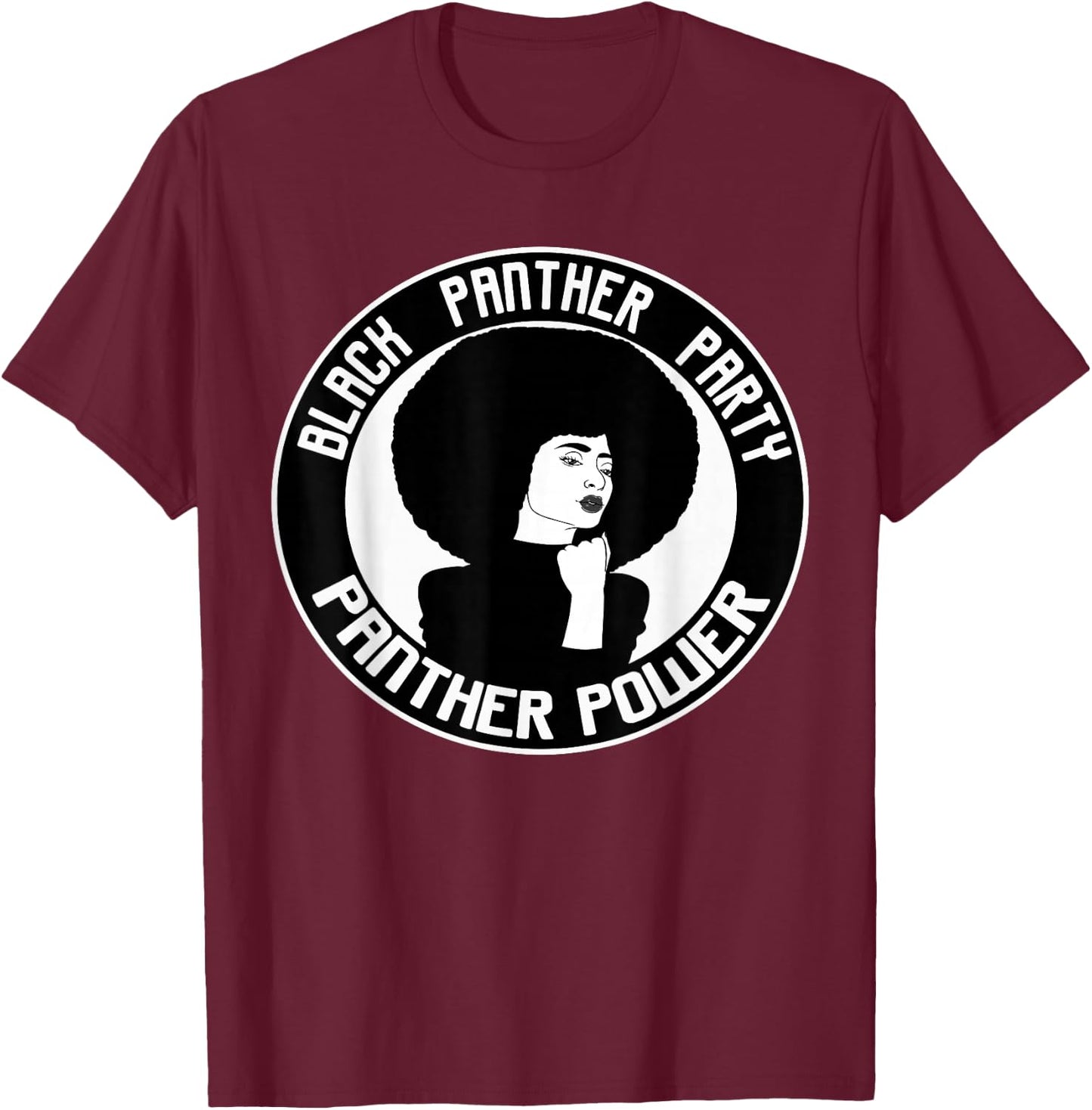 Black History Panther Party Logo Afro Hair T-Shirt - T-Shirt | Maroon
