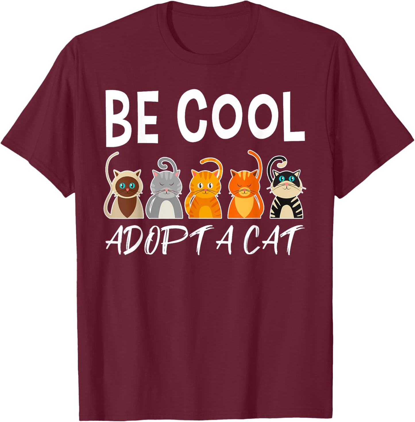Adopt a Cat Shirt Cat Rescue Shirt Cat Adoption Shirt Gift T-Shirt - T-Shirt | Maroon