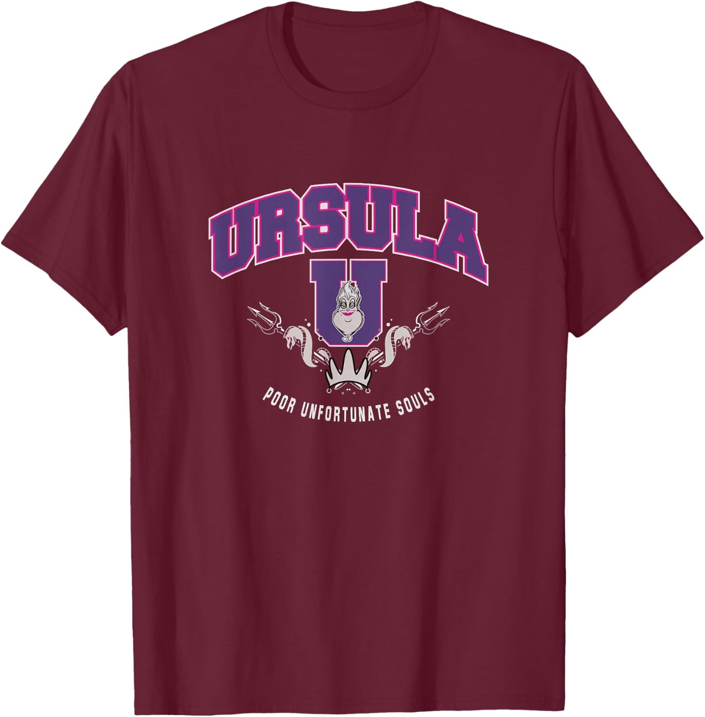 Disney The Little Mermaid Ursula Poor Unfortunate Souls Logo T-Shirt - T-Shirt | Maroon