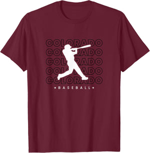 Colorado Baseball Minimalist Retro Player Baseball Lover T-Shirt - T-Shirt | Maroon