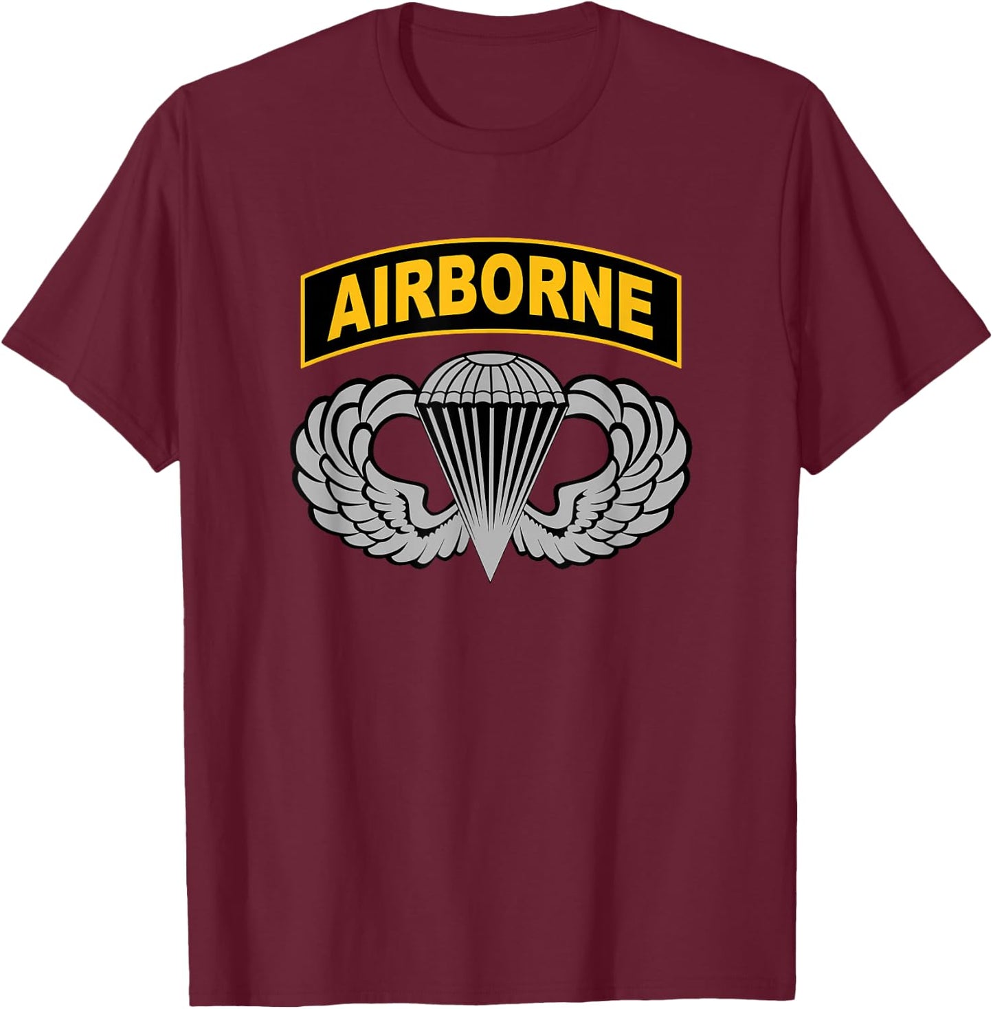 MilitaryTee 82nd Airborne Tab Infantry Paratrooper Military Veteran - Black, Small, Short Sleeve T-Shirt - T-Shirt | Maroon