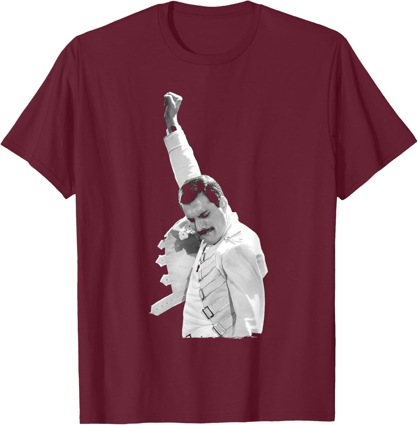 Freddie Mercury by Queen in Concert in Newcastle 1986 , Black, S T-Shirt - T-Shirt | Maroon