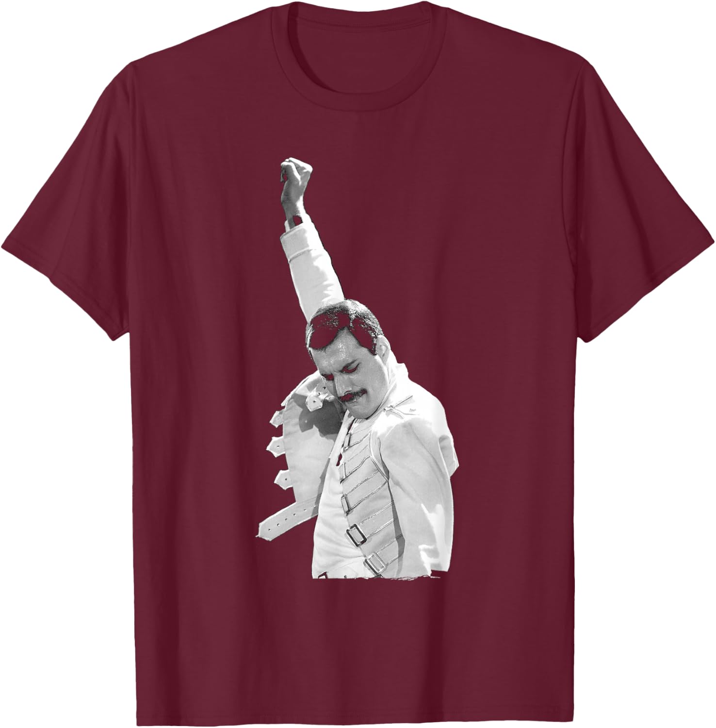 Freddie Mercury by Queen in Concert in Newcastle 1986 , Black, S T-Shirt - T-Shirt | Maroon