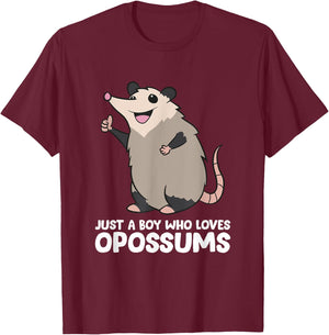 Opossum Boy Just a Boy Who Loves Opossums T-Shirt - T-Shirt | Maroon