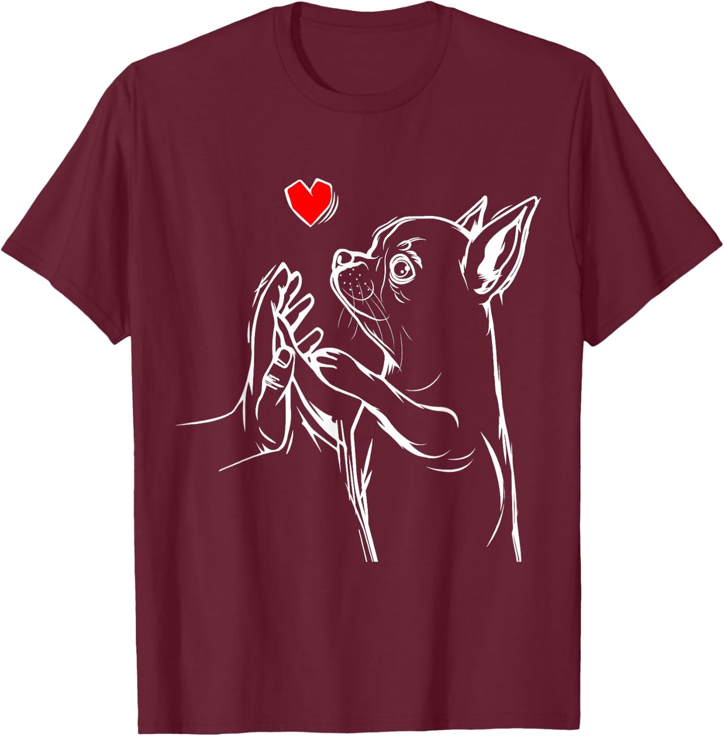 Chihuahua Dog Love Female , black, s T-Shirt - T-Shirt | Maroon
