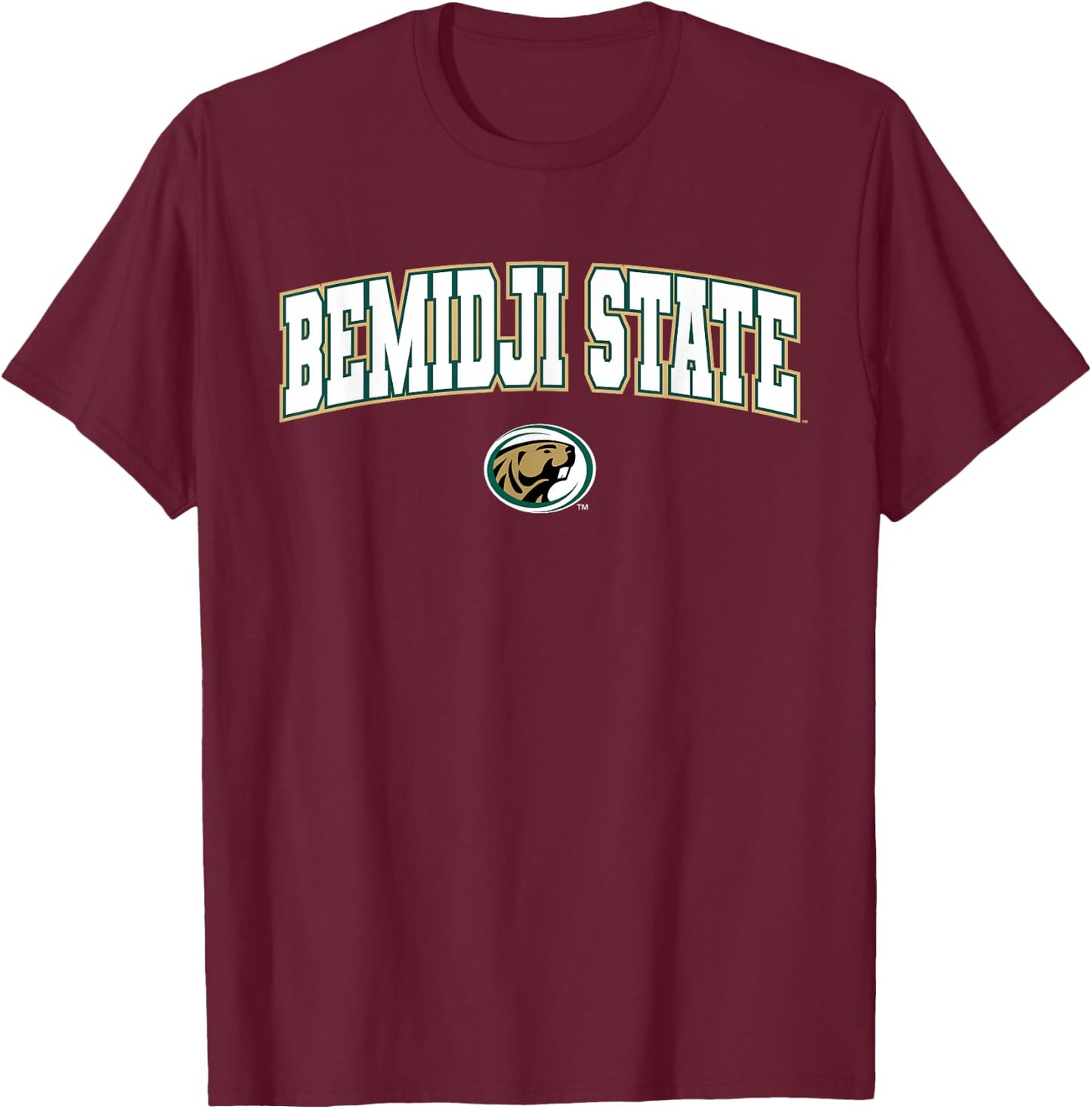 Bemidji State University BSU Beavers Arch Logo T-Shirt - T-Shirt | Maroon