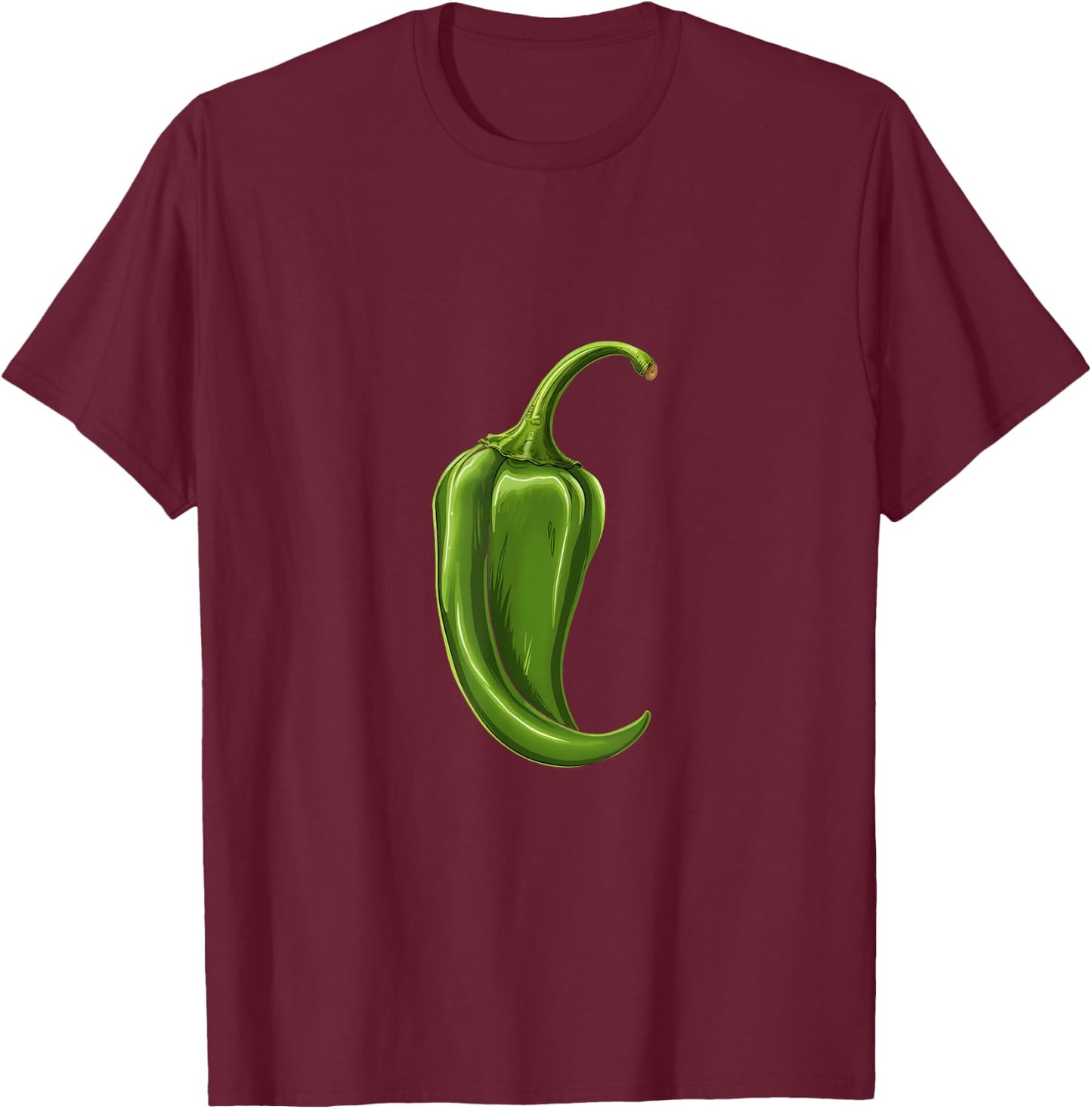 Green Chili Hot Chili Spicy Food Pepper T-Shirt - T-Shirt | Maroon