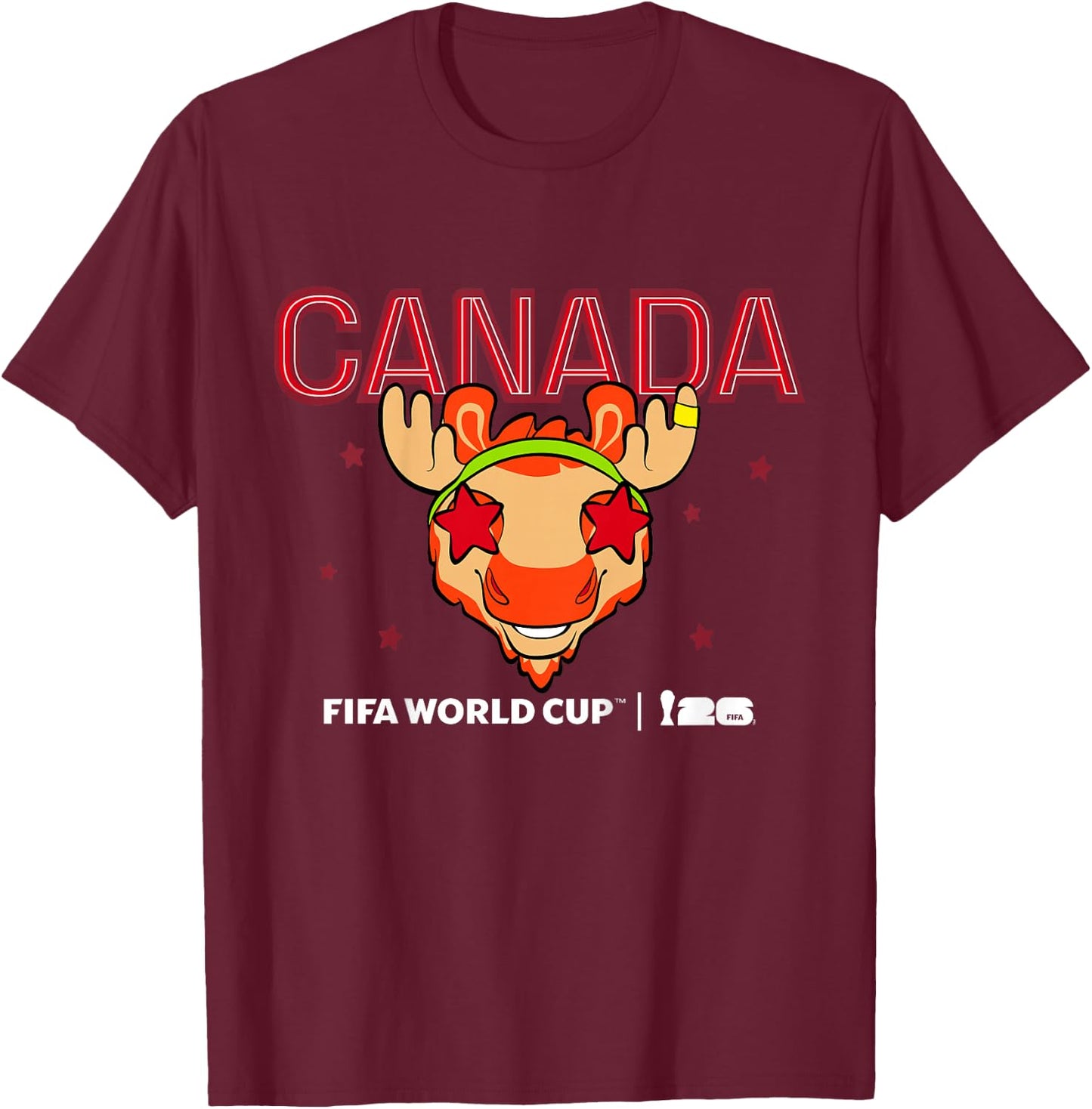 Enfant FIFA World CUP26 Canada Mascotte Stars T-Shirt - T-Shirt | Maroon