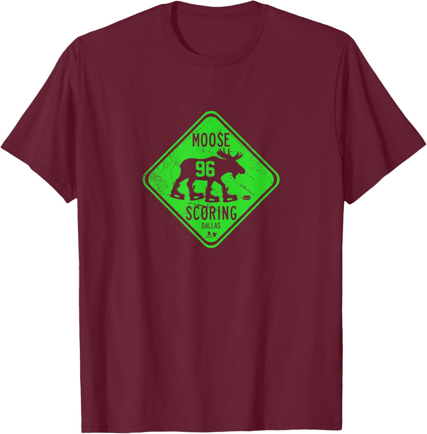 Mikko Rantanen: Moose Scoring Sign - Dallas Hockey T-Shirt - T-Shirt | Maroon