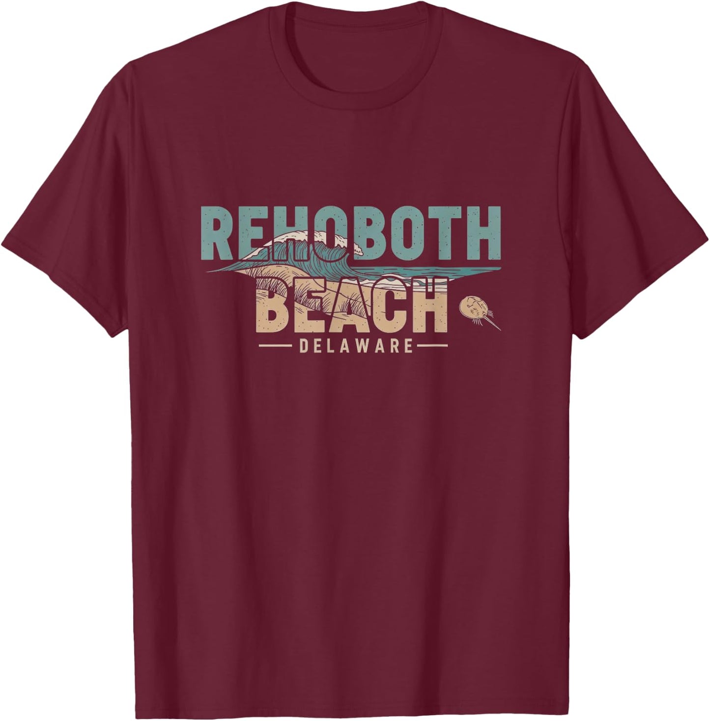 Retro Rehoboth Beach Delaware Design T-Shirt - T-Shirt | Maroon
