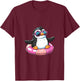 Cute Penguin On Summer Vacation Comic T-Shirt - T-Shirt | Maroon