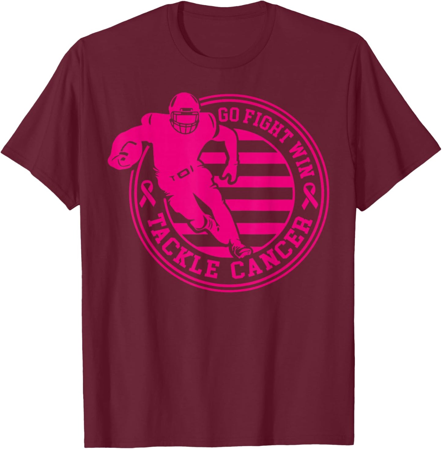 Tackle Breast Cancer Awareness Football Pink Ribbon Boys Kid T-Shirt - T-Shirt | Maroon