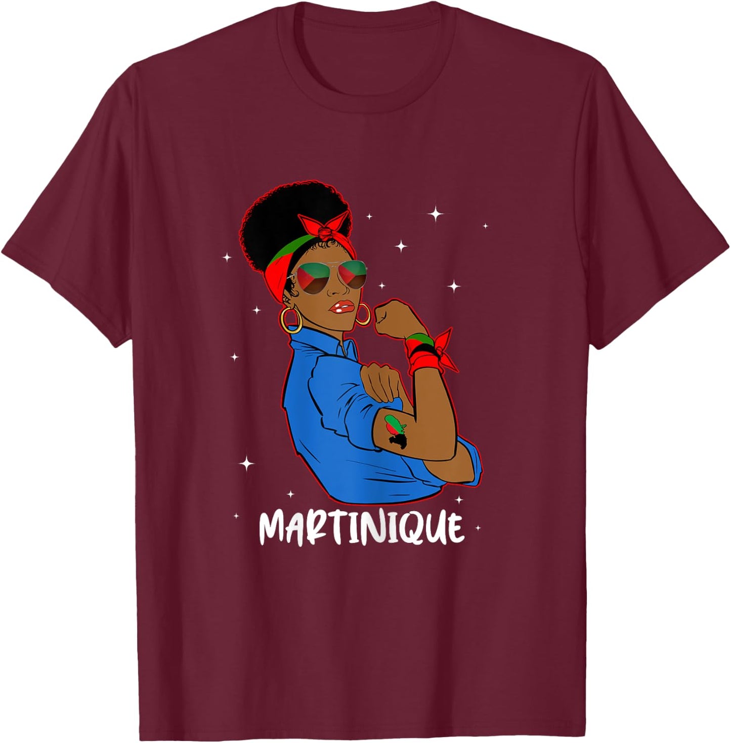 Fière Martiniquaise Héritage Stellaire Drapeau Martinique T-Shirt - T-Shirt | Maroon