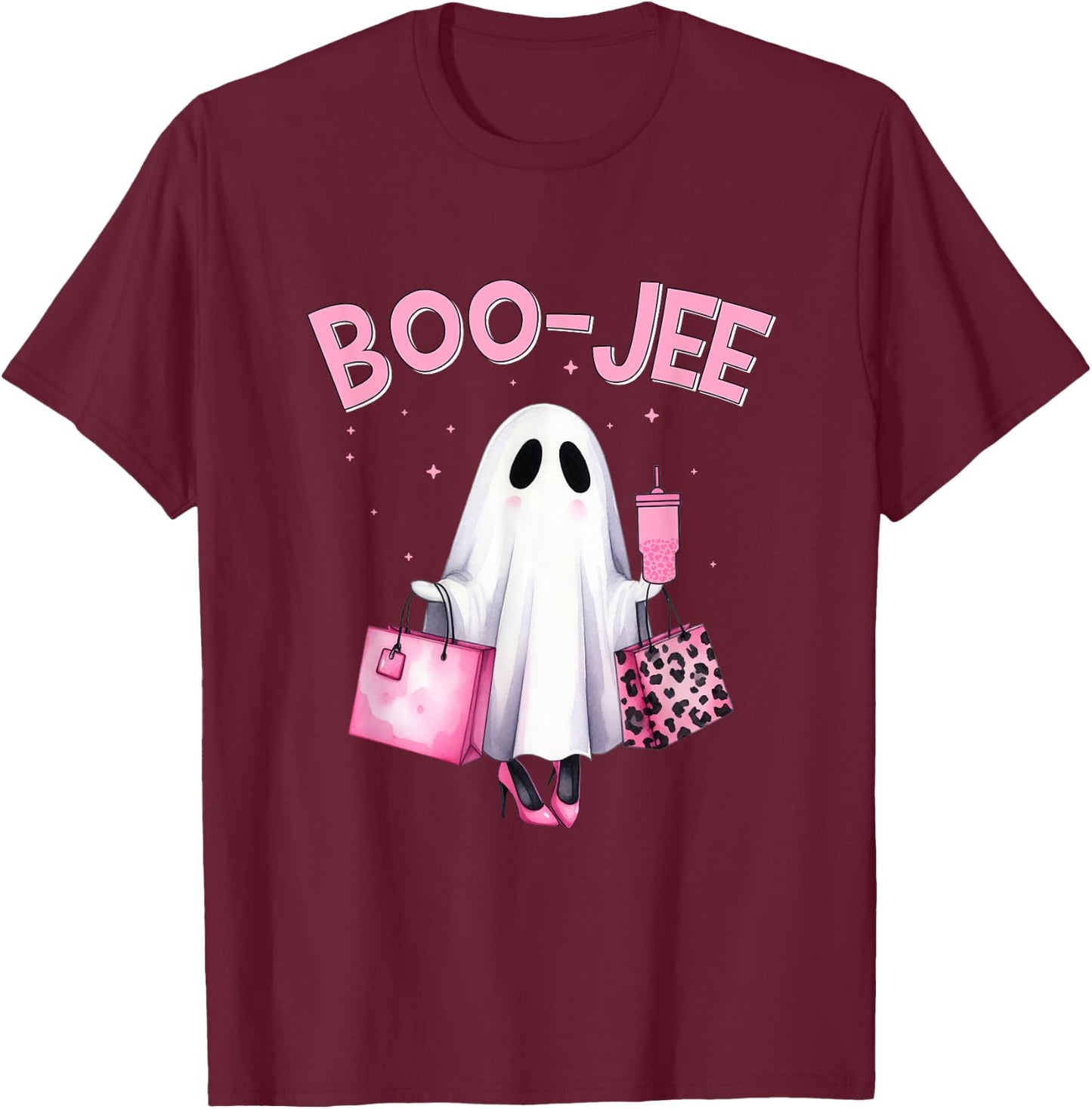 Boujee Boo Jee Spooky Ghost Funny Halloween Women Girls T-Shirt - T-Shirt | Maroon