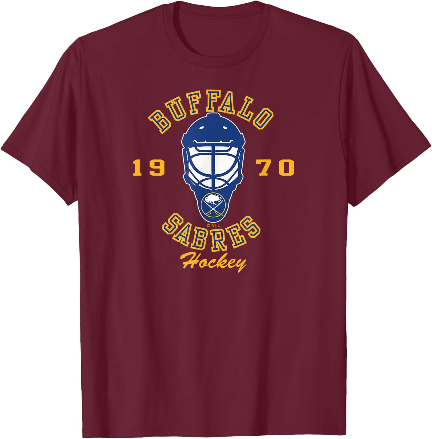 Buffalo Sabres Hockey Mask Black Officially Licensed T-Shirt - T-Shirt | Maroon