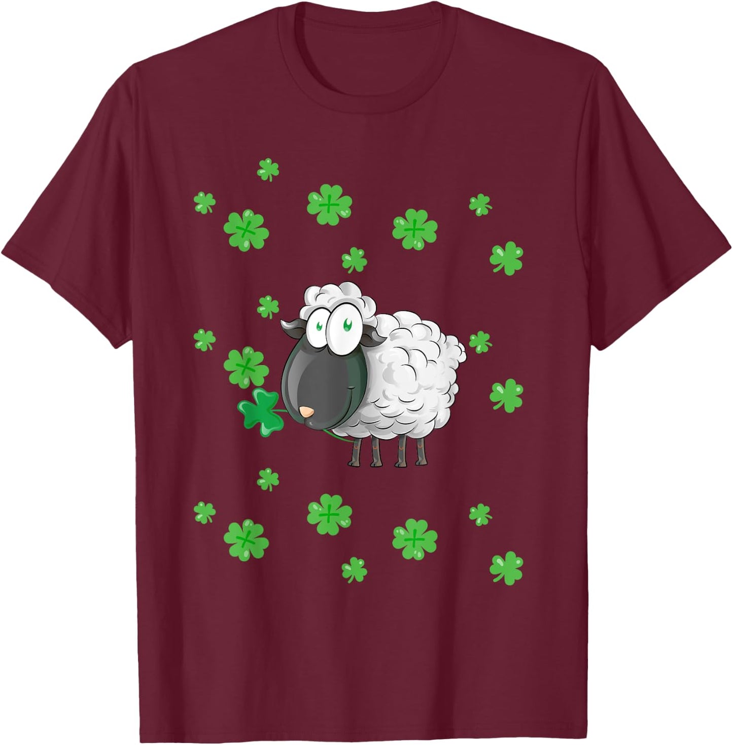 Irish Sheep and Shamrocks Leprechaun Sheep St Patrick's Day T-Shirt - T-Shirt | Maroon