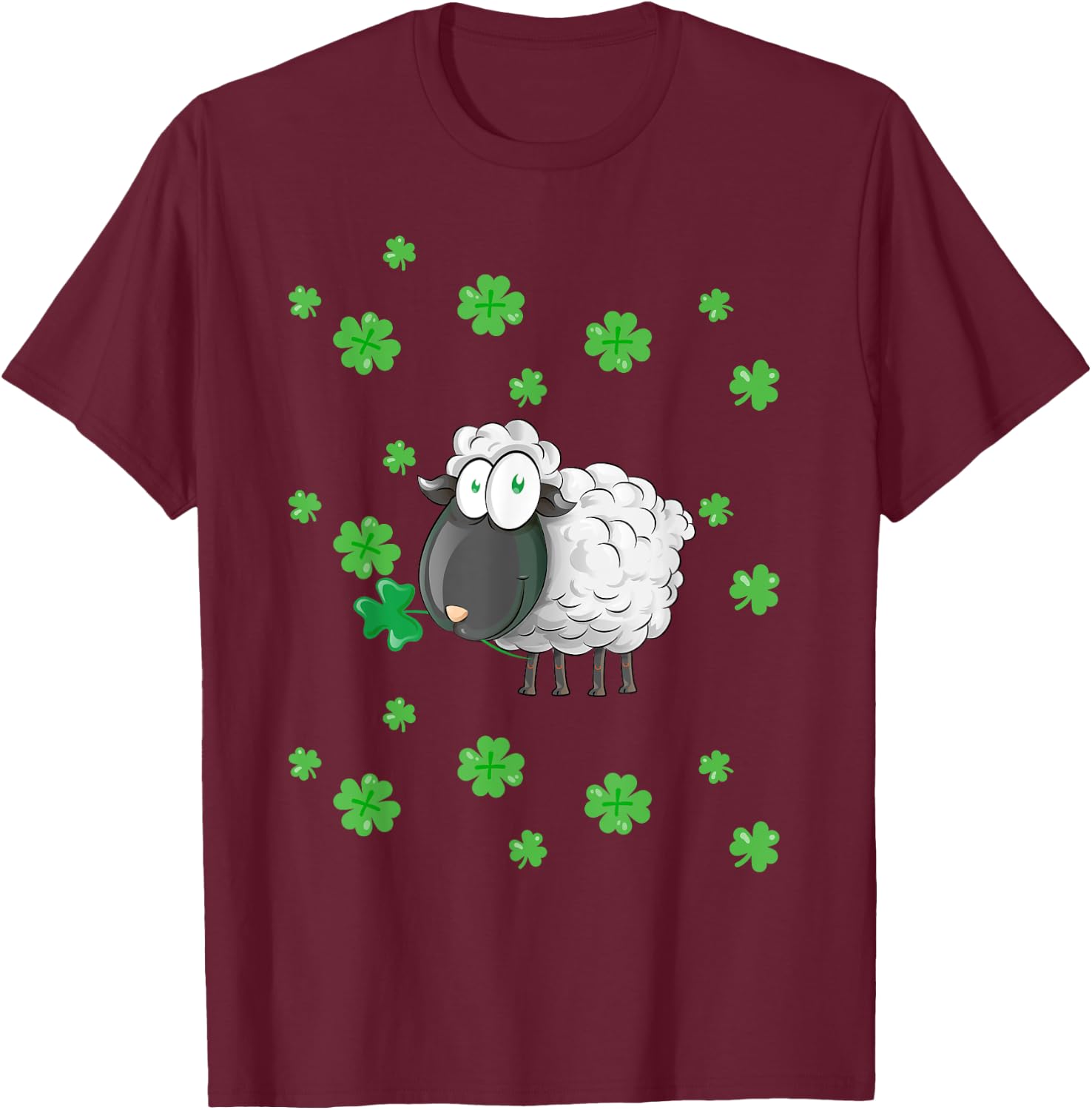 Irish Sheep and Shamrocks Leprechaun Sheep St Patrick's Day T-Shirt - T-Shirt | Maroon