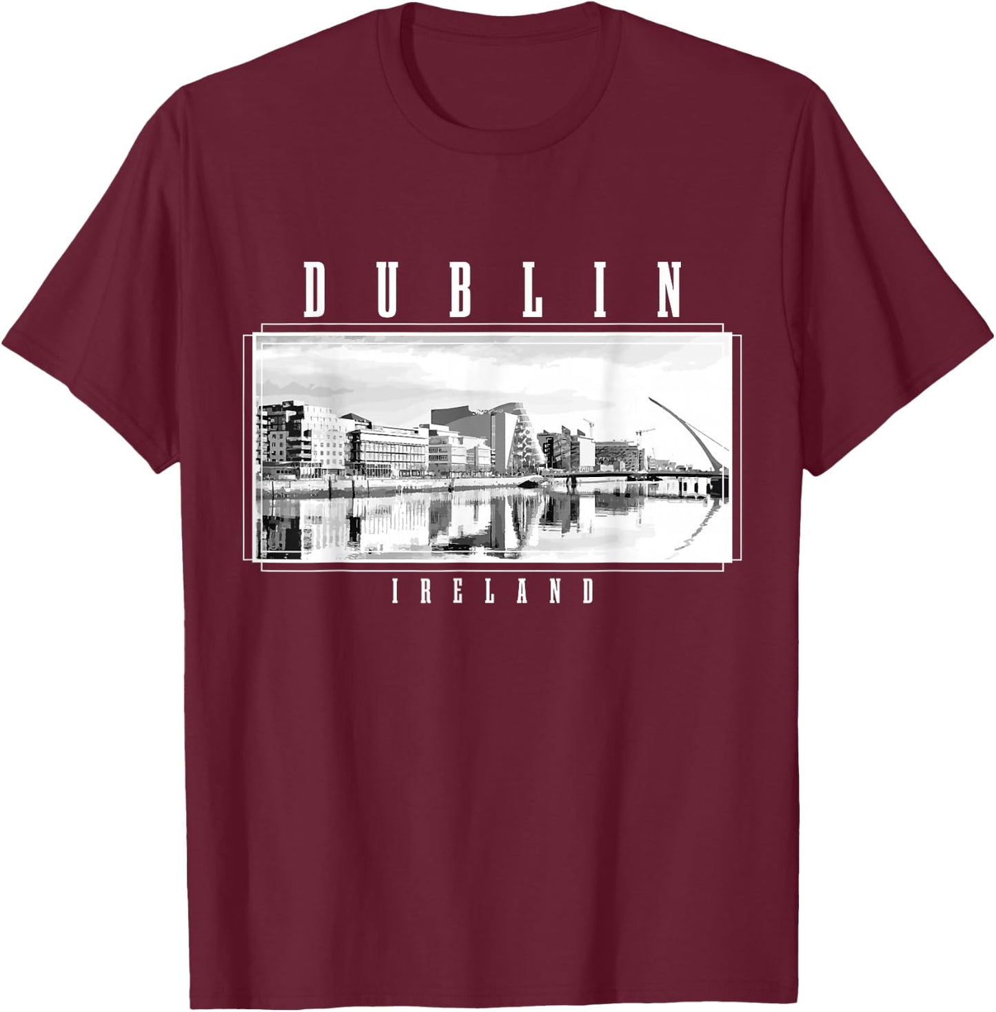 Dublin Ireland Vintage Souvenir Skyline UK Dublin T-Shirt - T-Shirt | Maroon