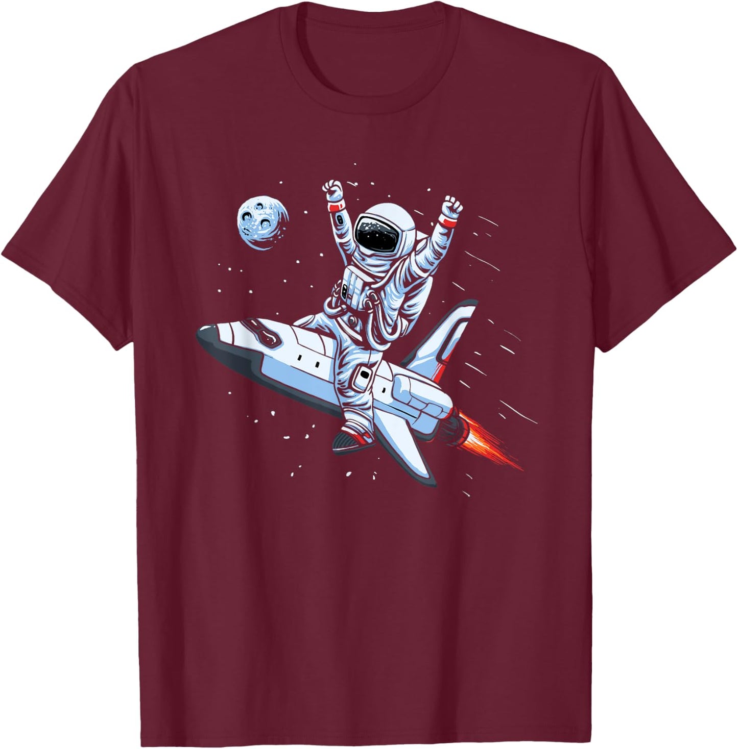 Flying Spaceship Astronaut Space Gift Women Kids T-Shirt - T-Shirt | Maroon