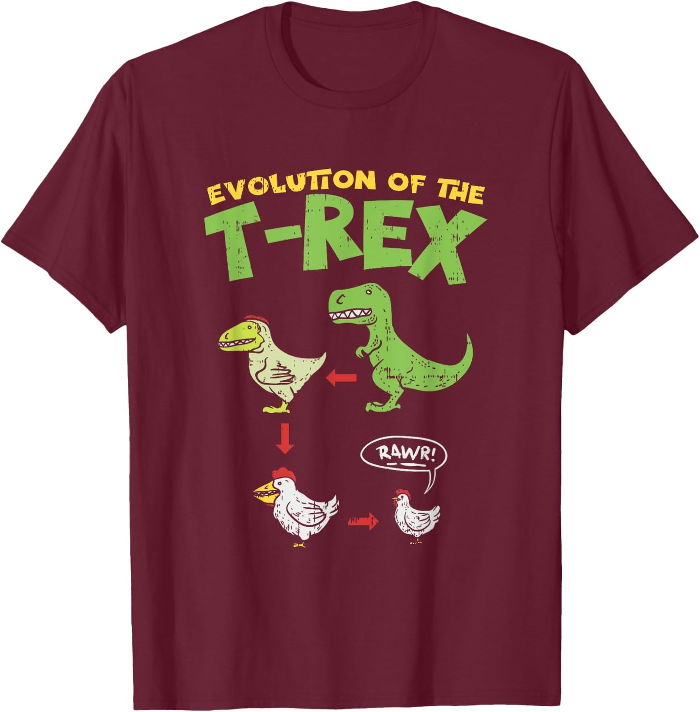 Funny Chick T-Rex Dino Chicken Farmer Gift T-Shirt - T-Shirt | Maroon