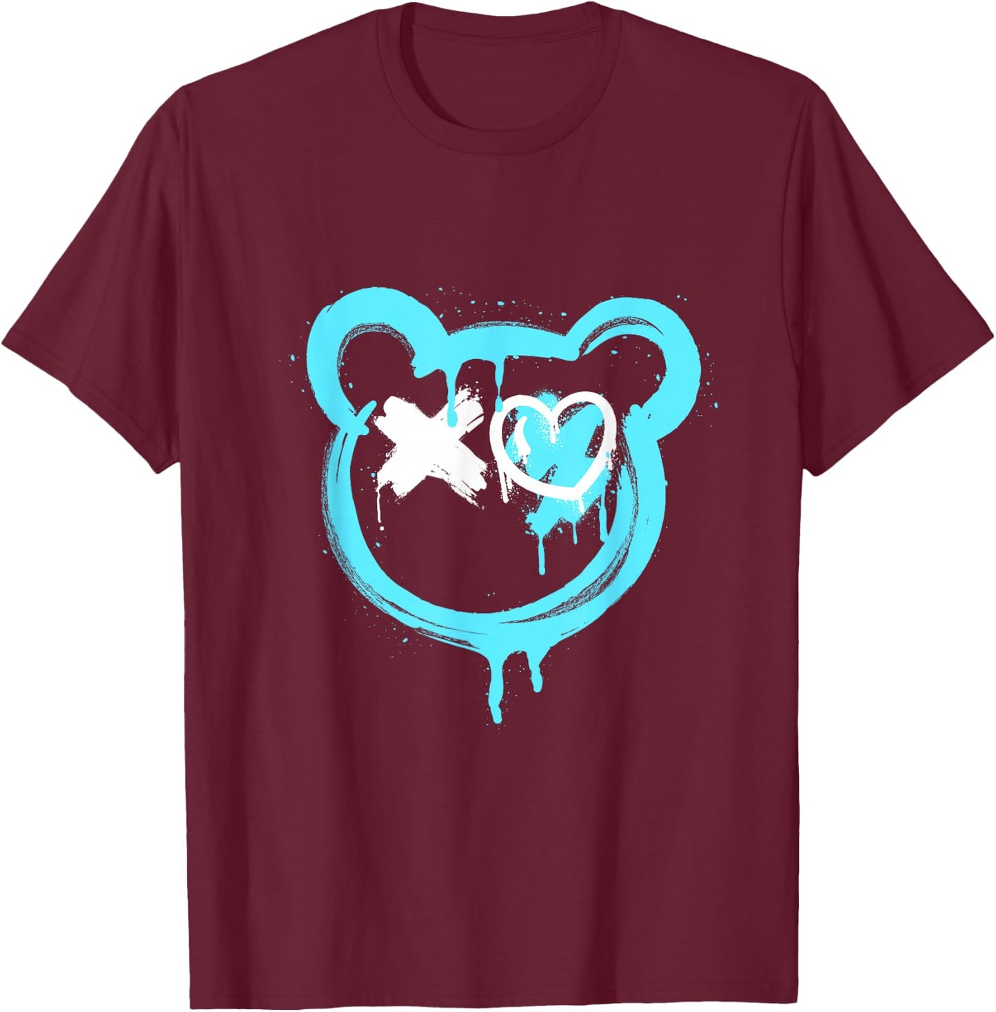 Graffiti Bear Love Punk Spray Paint Art Graffiti Bear T-Shirt - T-Shirt | Maroon
