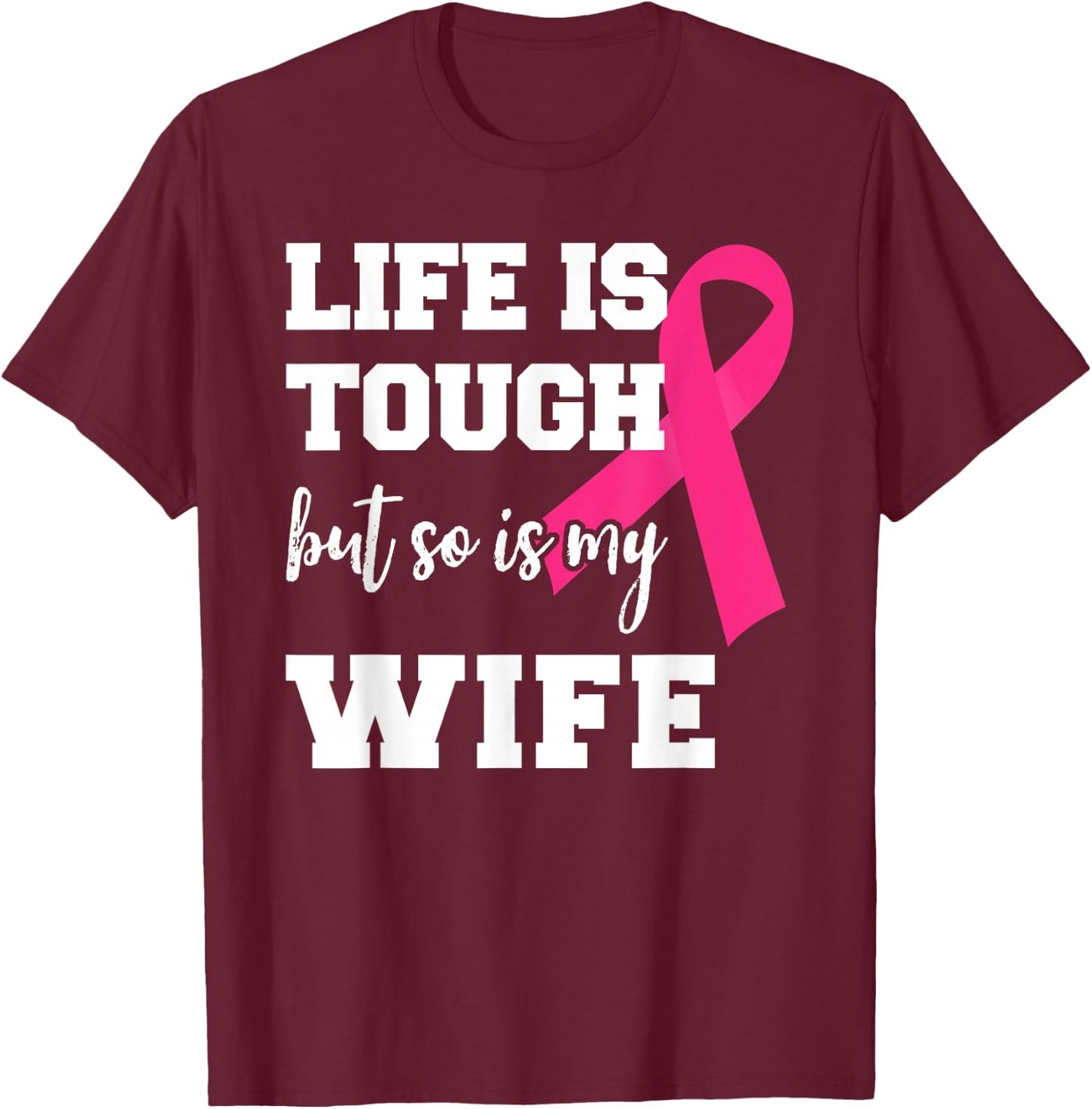 Breast Cancer For Husband Breast Cancer Month Support T-Shirt - T-Shirt | Maroon