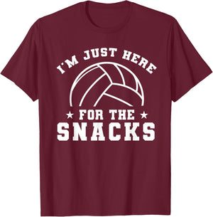 Funny volleyball, I'm Just Here For The Snacks, sport game T-Shirt - T-Shirt | Maroon