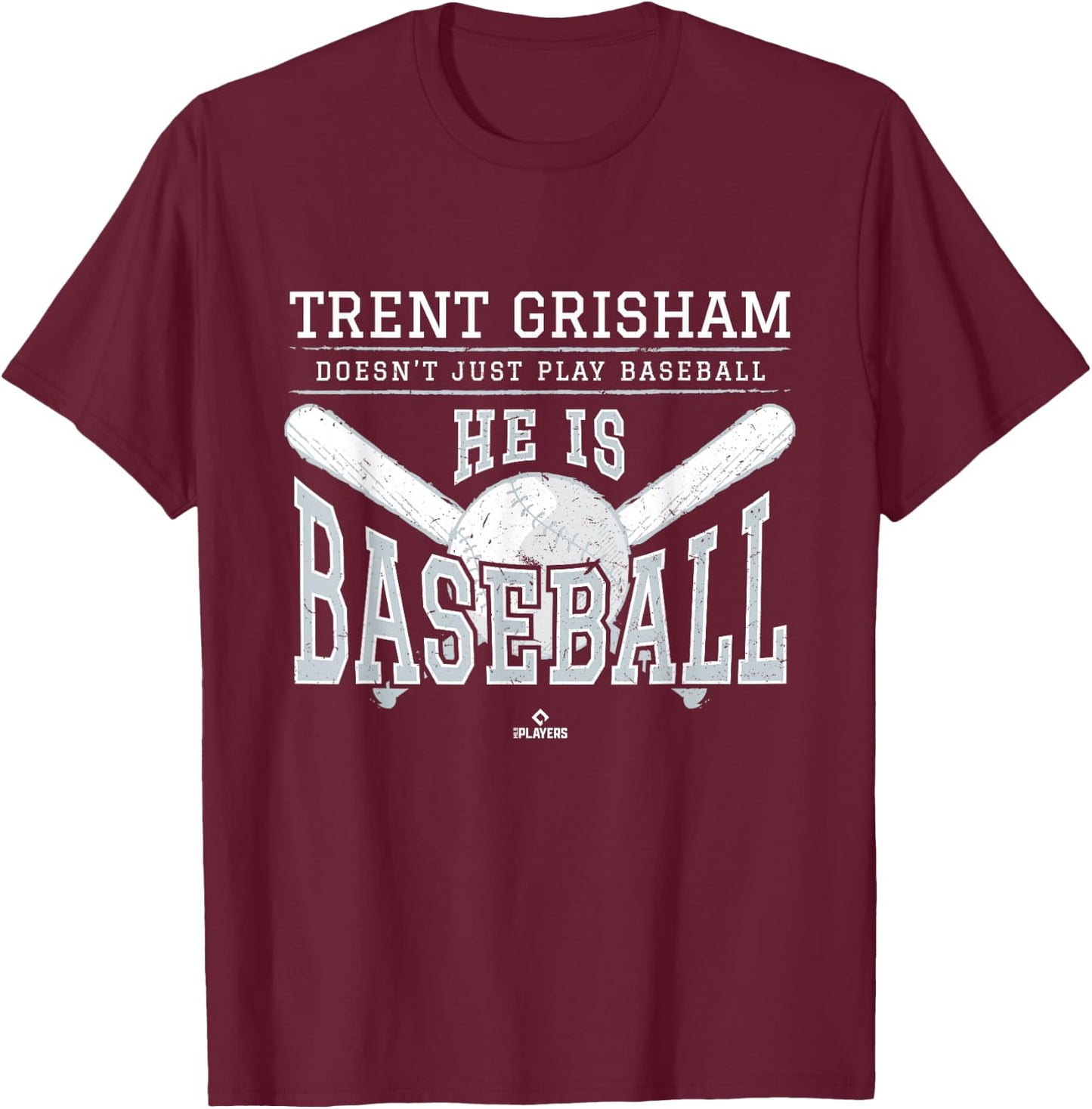 He is Baseball Trent Grisham New York Baseball MLBPA T-Shirt - T-Shirt | Maroon