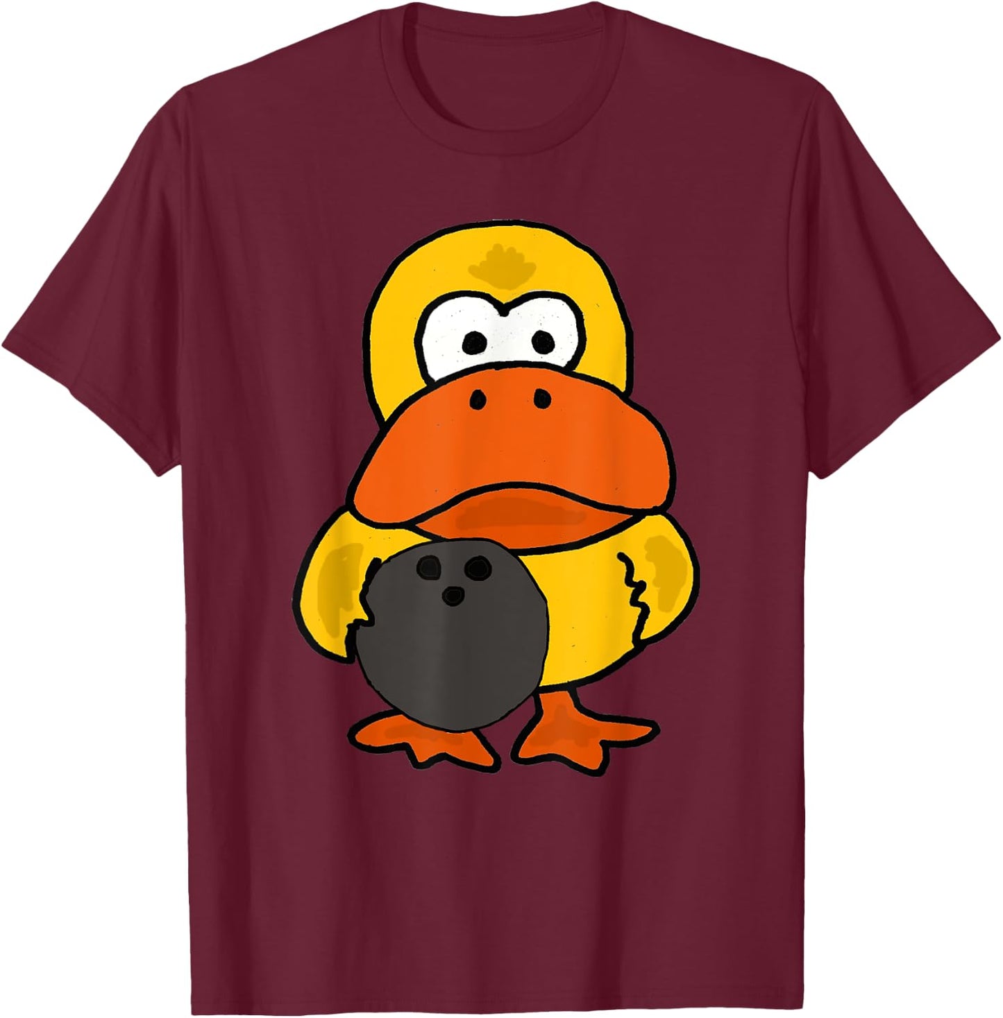 SmileteesSports Funny Duck Bowling Cartoon T-Shirt - T-Shirt | Maroon