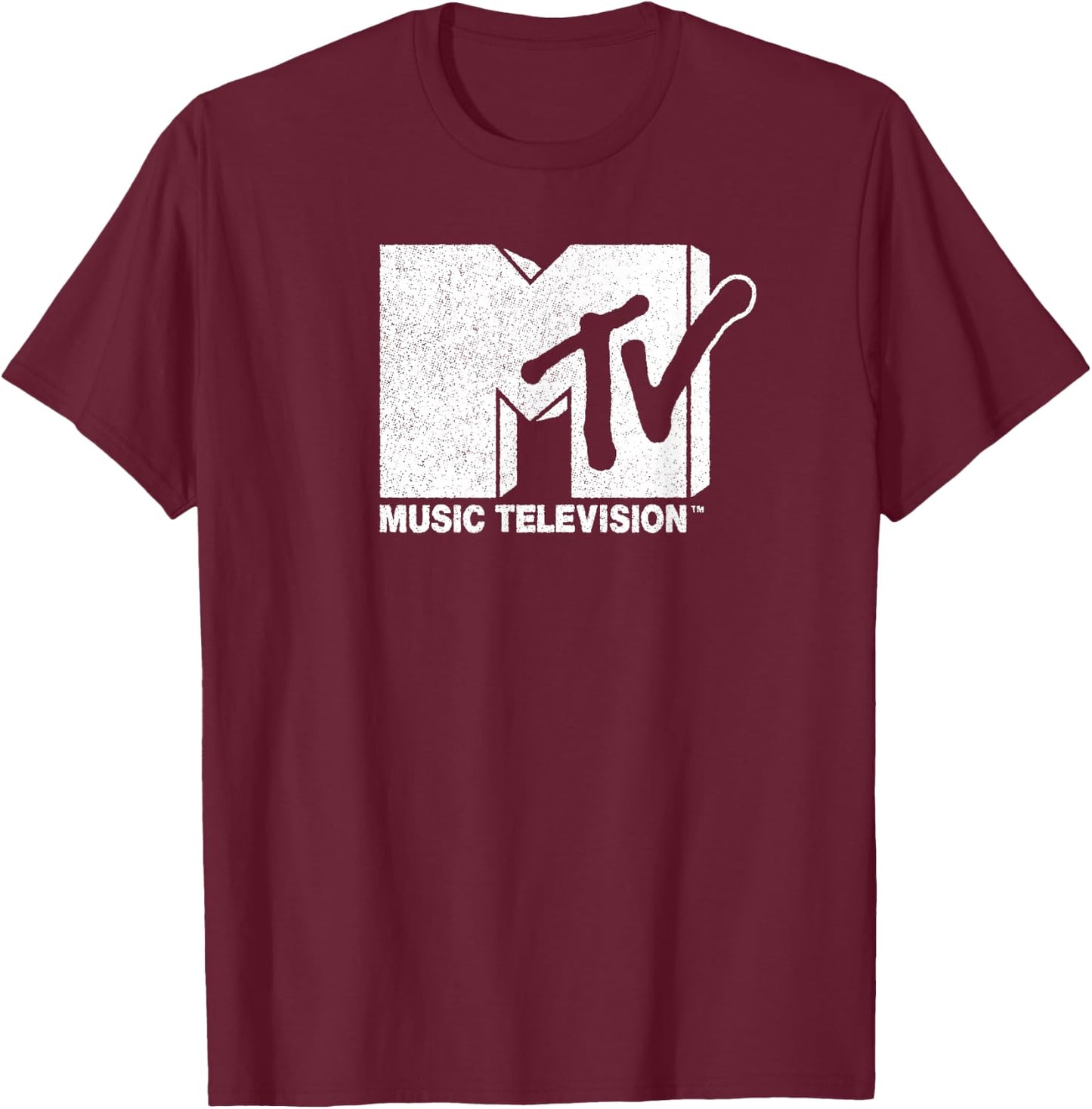 MTV Classic Distressed Logo , black T-Shirt - T-Shirt | Maroon
