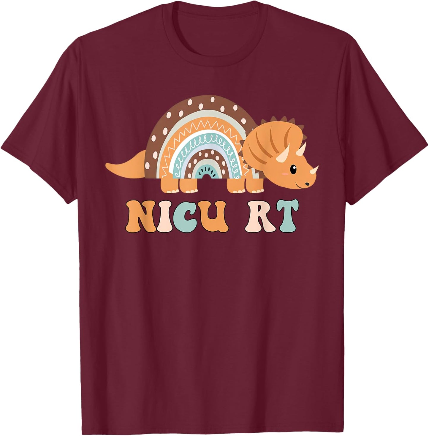 T-rex Dinosaur NICU RT Neonatal Respiratory Therapist , Small, Black T-Shirt - T-Shirt | Maroon