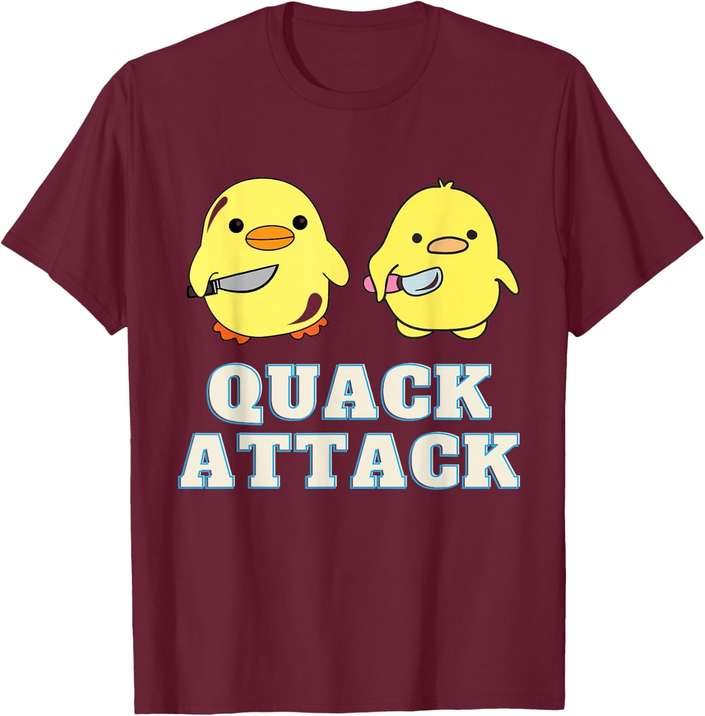 Quack Attack By Angry Green and Yellow Duck T-Shirt - T-Shirt | Maroon