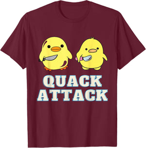 Quack Attack By Angry Green and Yellow Duck T-Shirt - T-Shirt | Maroon
